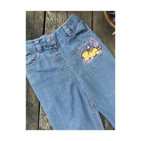 Disney Baby Winnie The Poo Denim Jeans "Best Friends" Pigleg Straight Leg Cuffed - Picture 5 of 8